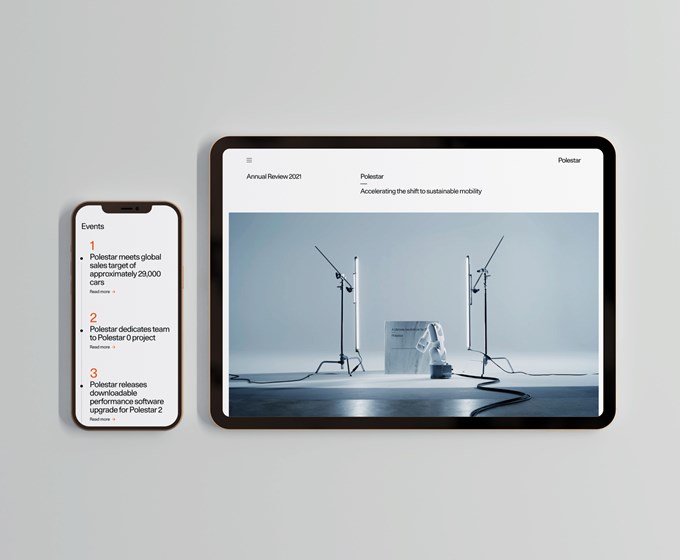 Polestar annual review 2021 on mobile and tablet
